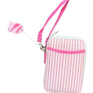 New‎ Pink Seersucker Striped Women's Wristlet Wallet